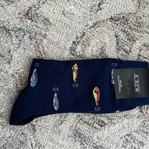 J. Crew Navy Fish Lure Pattern Men's Socks